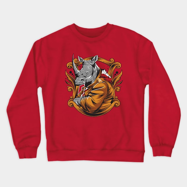 Rhino Character Crewneck Sweatshirt by Mako Design 